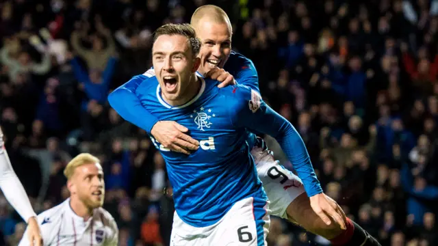 Rangers' Danny Wilson and Kenny Miller celebrate