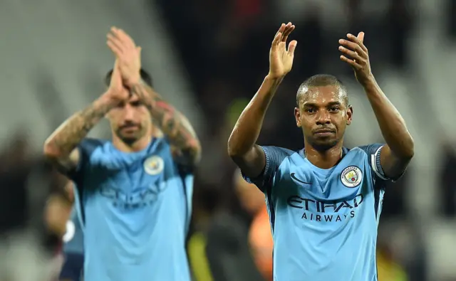 Fernandinho applauds at full-time