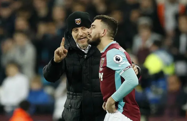 Robert Snodgrass comes on for West Ham