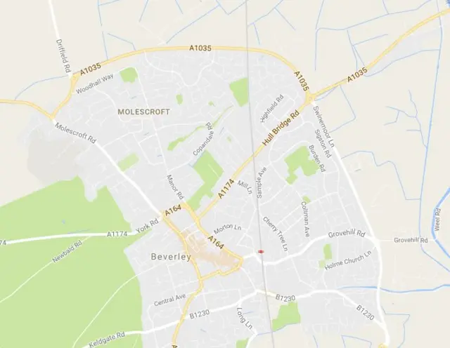 Map of molescroft and beverley