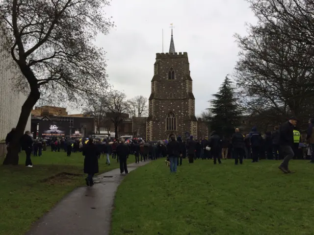 Crowds outside Graham Taylor's funeral