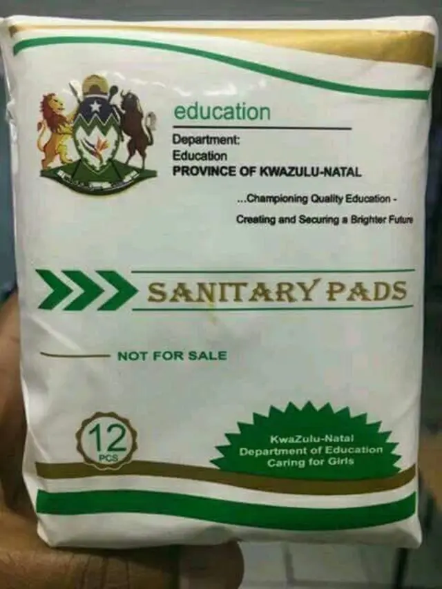 Sanitary pads to be distributed by South Africa's KwaZulu-Natal Education Department