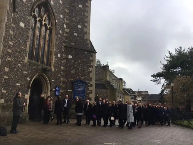 Mourners outside St Mary's church