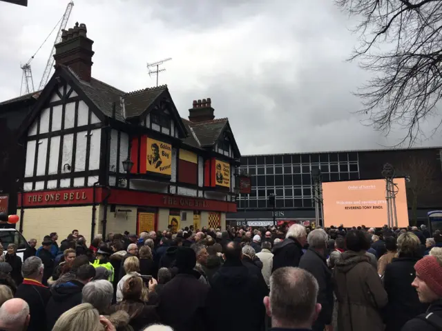 Crowds outside St Mary's church