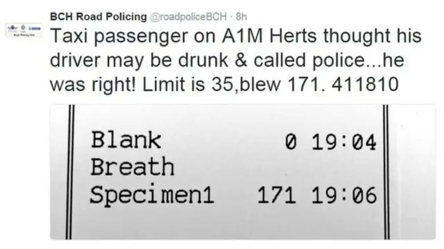 Police tweet breathalyser test