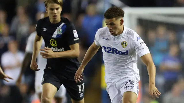 Kalvin Phillips of Leeds in action during the EFL Cup Third Round match between Leeds United and Blackburn Rovers