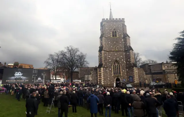 Crowds outside Graham Taylor's funeral