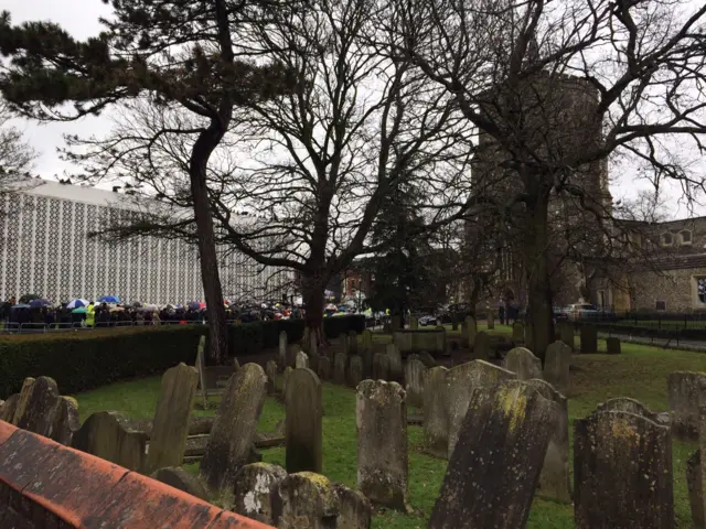 Crowds outside Graham Taylor's funeral