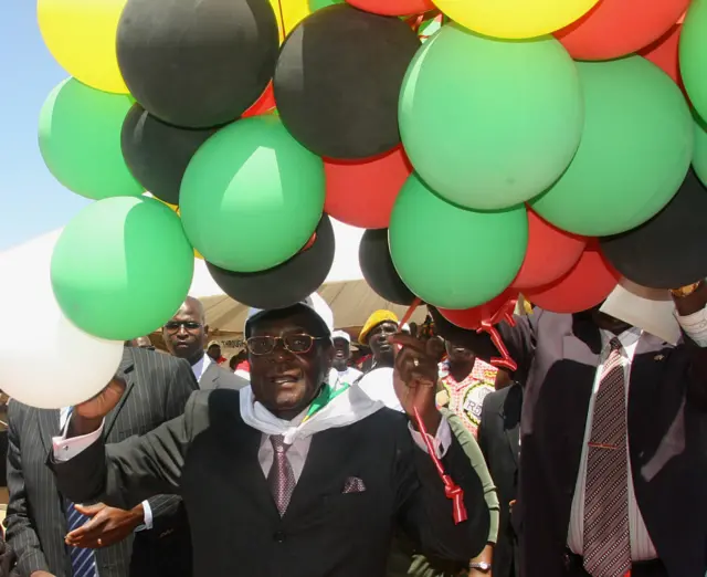 Robert Mugabe during his birthday celebrations in 2008