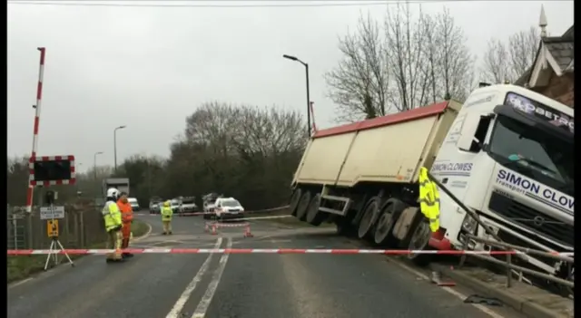 Crashed lorry