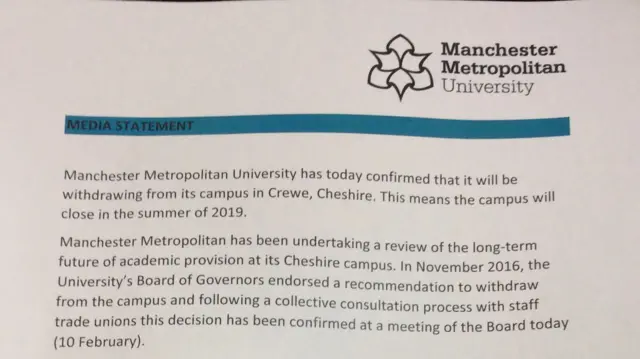 Statement from MMU
