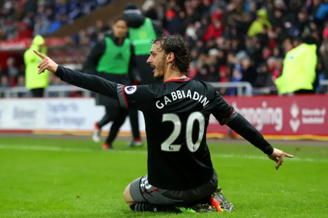 Gabbiadini celebrates