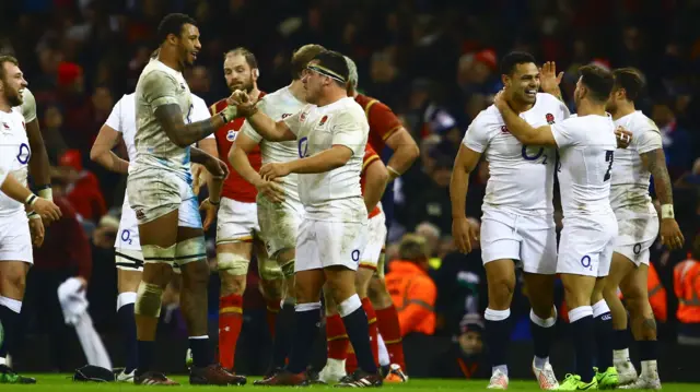 England players celebrate