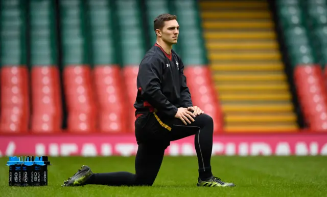 George North pictured during Friday's captain's run in Cardiff