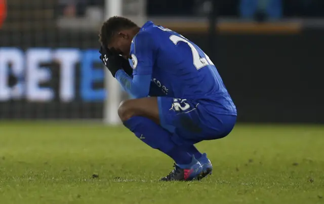 Demarai Gray looks dejected