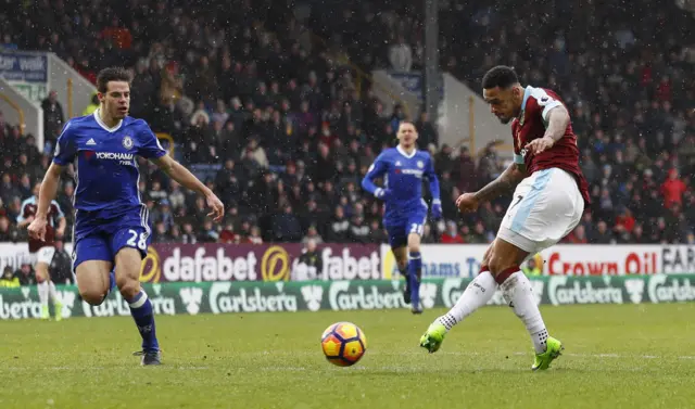 Andre Gray shoots at goal