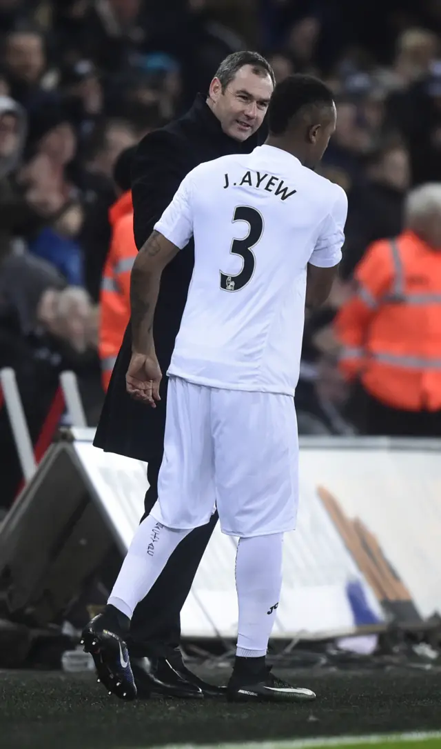 Jordan Ayew with manager Paul Clement