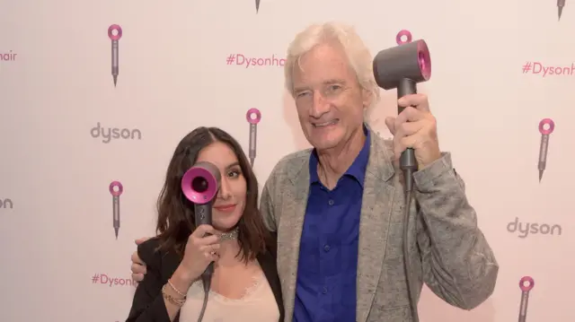 Sir James Dyson (right) at launch of Dyson hairdryer