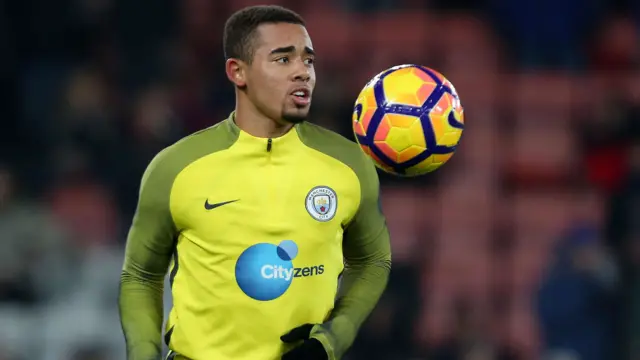 Gabriel Jesus warms up