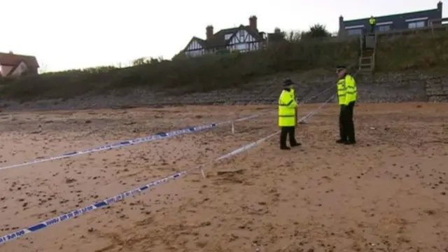 Police presence at Thorpeness Beach