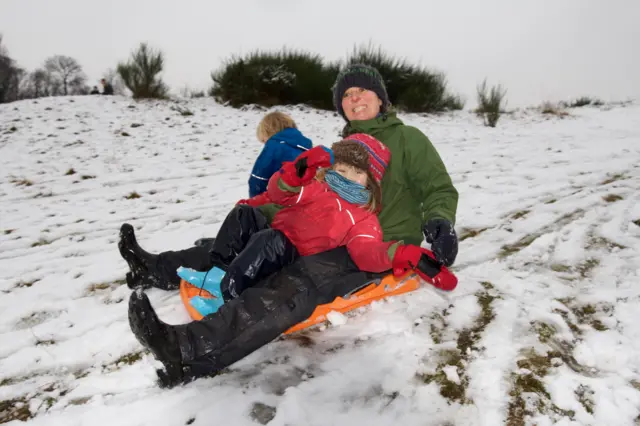 Sledging in the snow