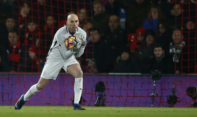 Manchester City"s Willy Caballero in action