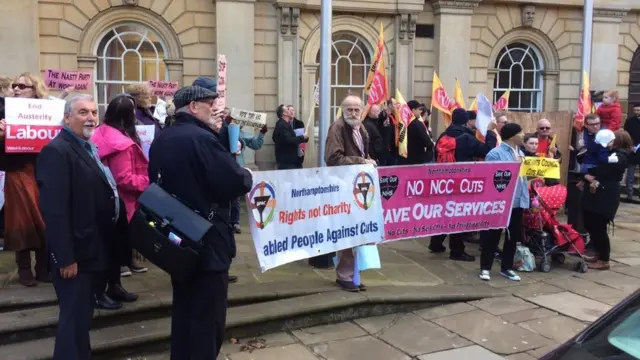 The protest outside County Hall