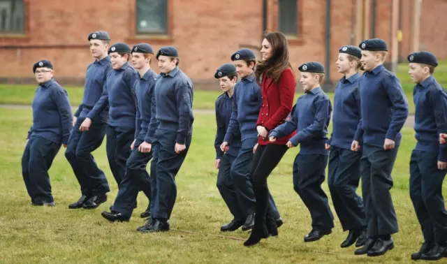 Duchess of Cambridge with air cadets at RAF Wittering