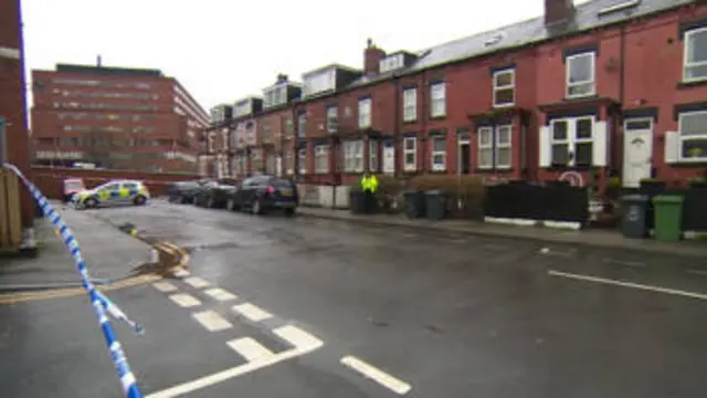 Police cordon on street in Harehills