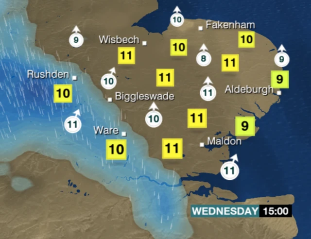 Wednesday's weather map