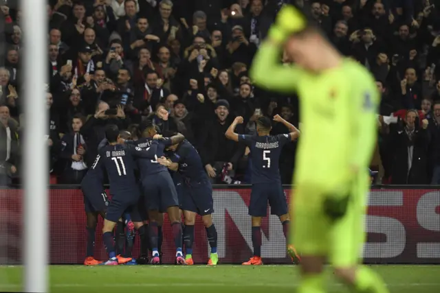 PSG players celebrate