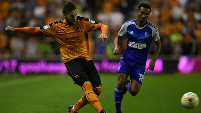 Grant Ward (right) with Matt Doherty of Wolves