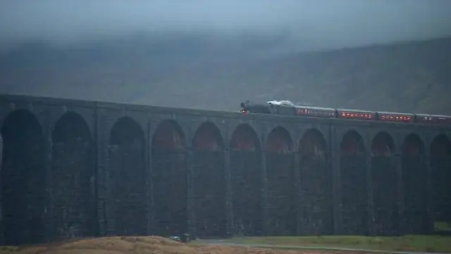 Steam loco on Ribblehead Viaduct