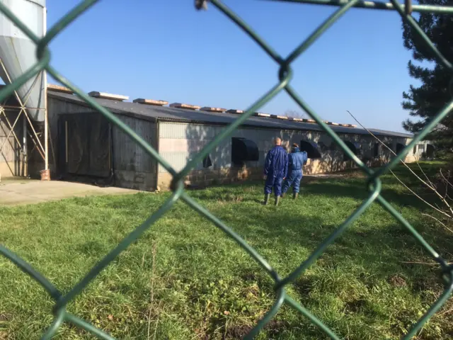 Defra official on site - seen through wire fencing