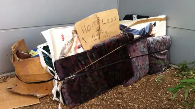 Makeshift homeless person's shelter