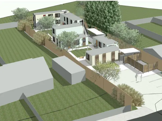 Artist's impression of 'container houses' in Beeches Road