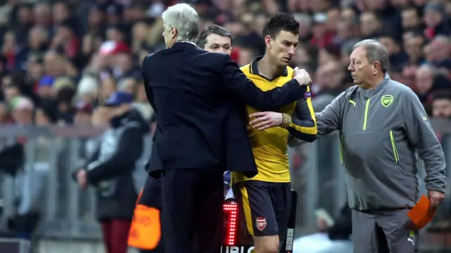 Laurent Koscielny of Arsenal leaves the field