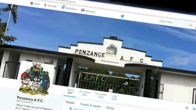 Penzance Football Club Twitter page