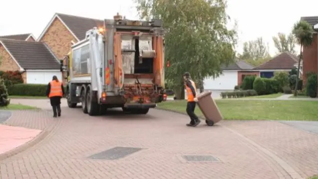 Bins being collected