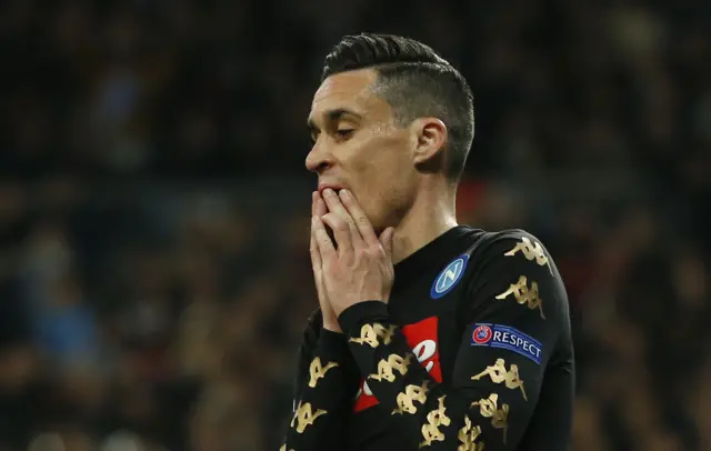 Jose Callejon looks dejected