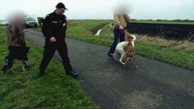 Hare coursers with police in Lincolnshire