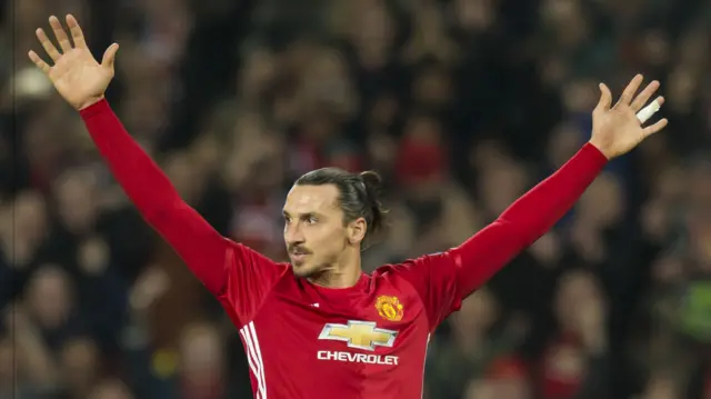 Zlatan Ibrahimovic celebrates