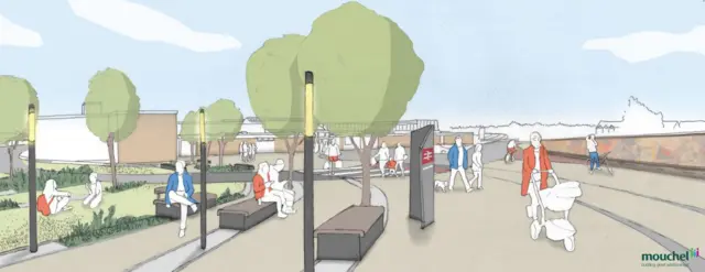 Artist's impression of the area in front of the train station