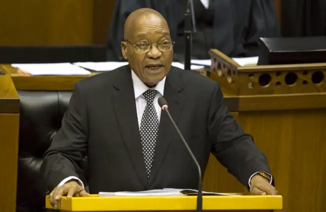 South African President Jacob Zuma replies to the debate about his State Of The Nation Address (SONA) in the parliament in Cape Town, South Africa, 16 February 2017.