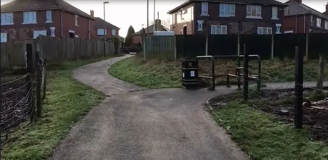 Path where attack happened off Tilehurst Place, Blurton