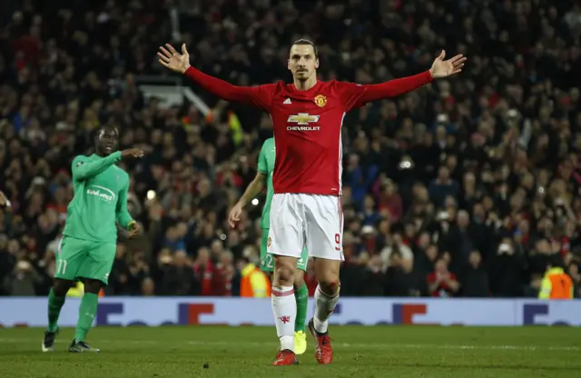 Zlatan Ibrahimovic celebrates