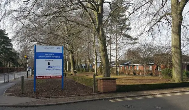 Entrance to Norwich Community Hospital