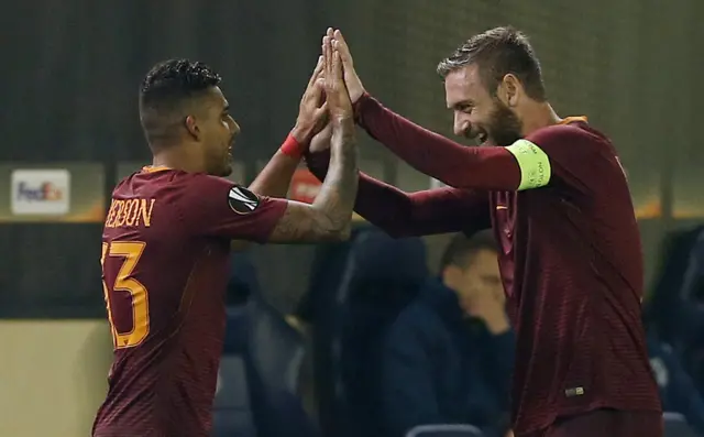 Roma's Emerson celebrates a goal