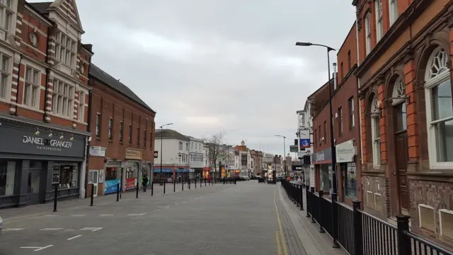 Cloudy skies over Northampton town centre.