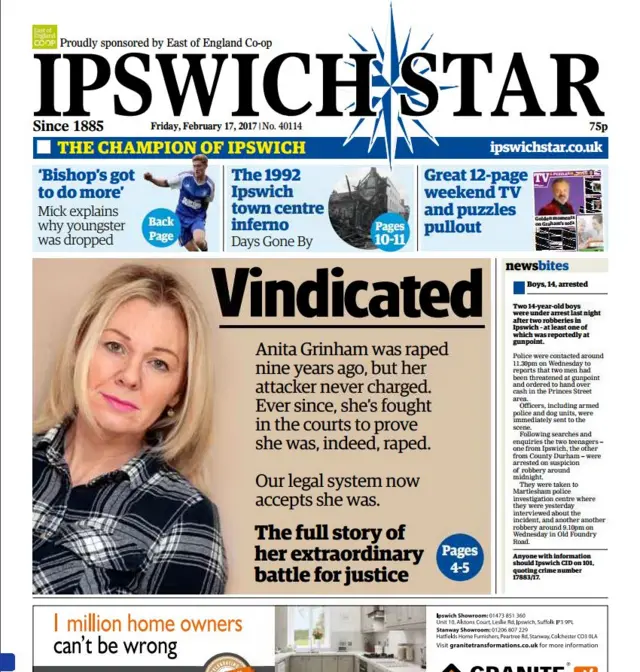 Front page of Ipswich Star